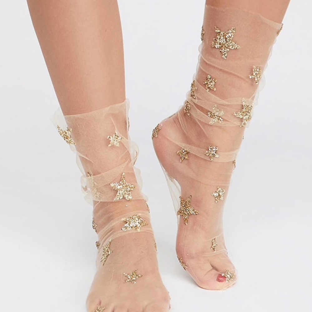 Gold Sparkle Socks - Picture 1 of 3